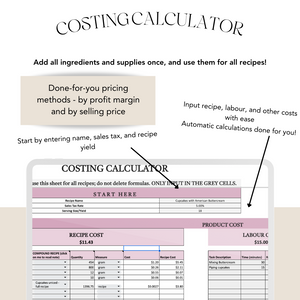 Recipe Costing, Pricing, & Management Spreadsheet
