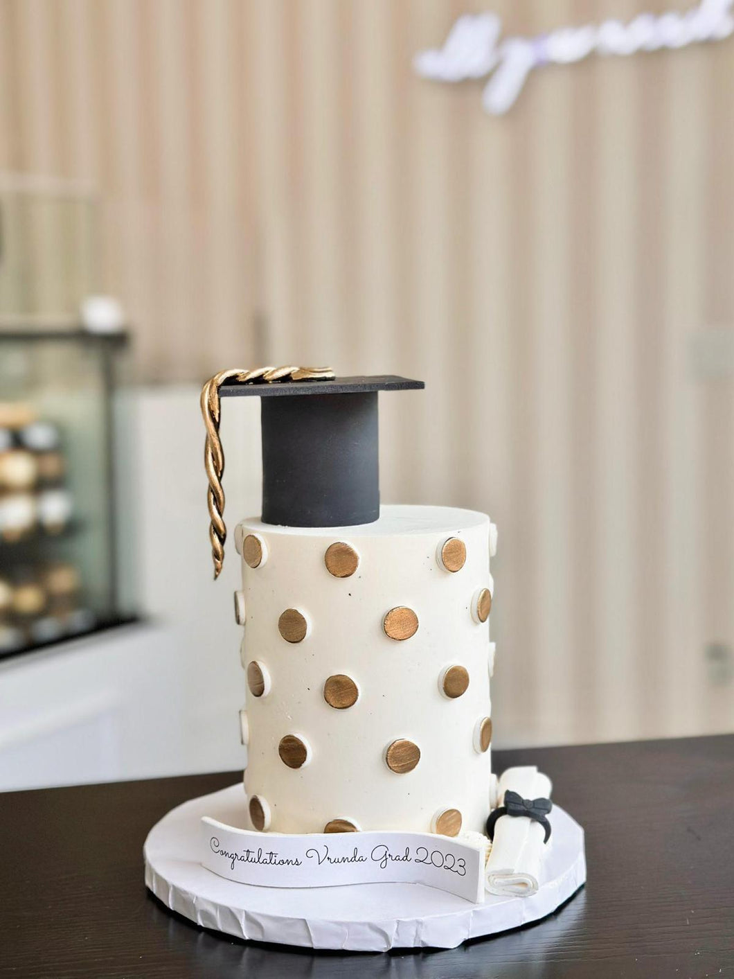 Polka Dot Grad Cake