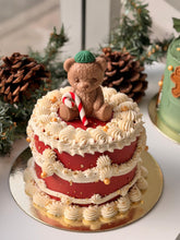 Load image into Gallery viewer, Vintage Festive Teddy Cake

